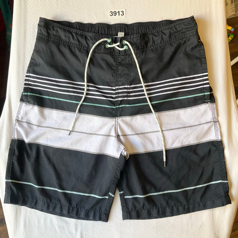 Goodfellow & Co. Men Swimming Trunks with Liner Size L Black & White Striped